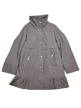 Betsey Johnson Black Raincoat Small Ruffle Hem Water Resistant Jacket